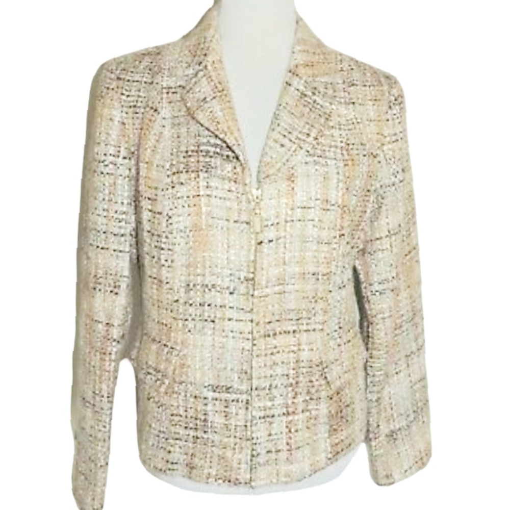 Worthington Tweed Acrylic Zip Up Blazer Size 10